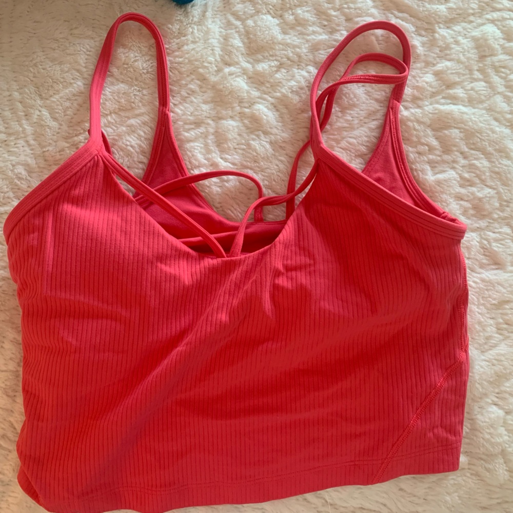lululemon athletica Ribbed Strappy Sports Bralette in Coral